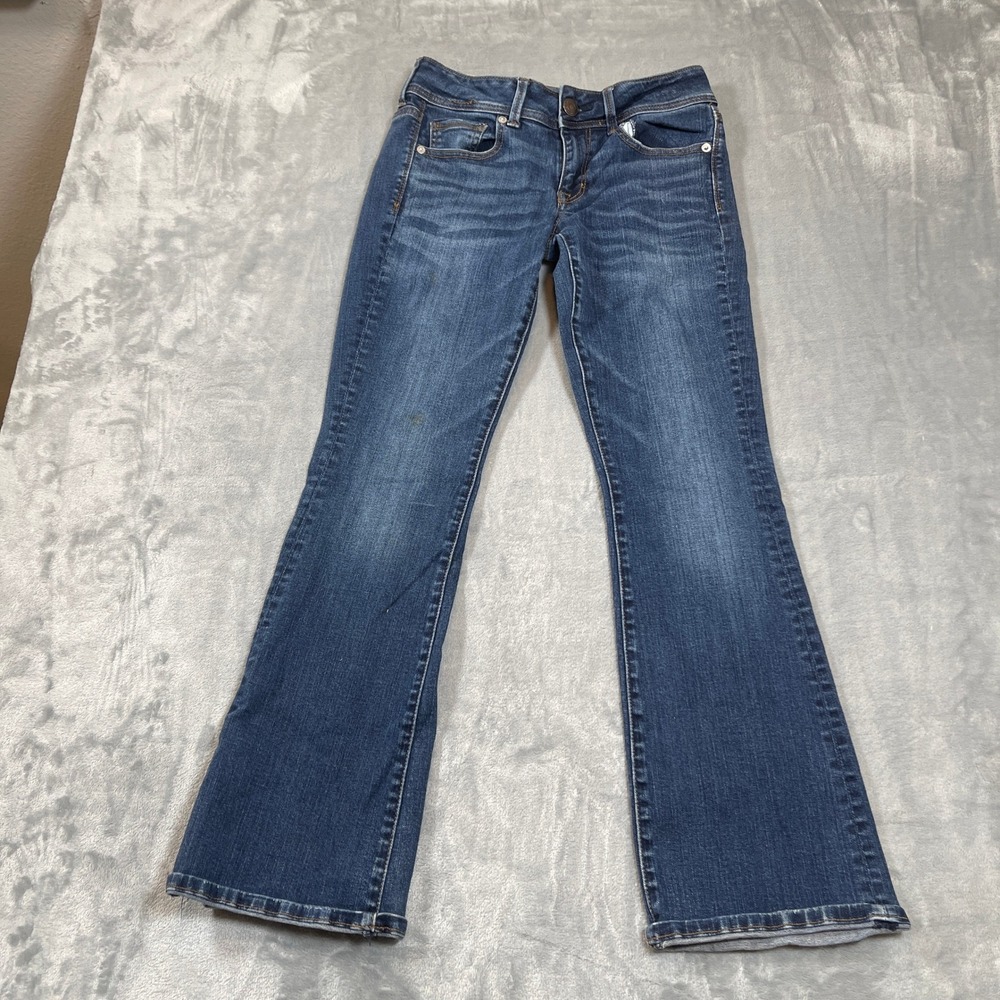 American Eagle Jeans Womens 4 Kick Boot Short Dark Super Stretch Denim Flare